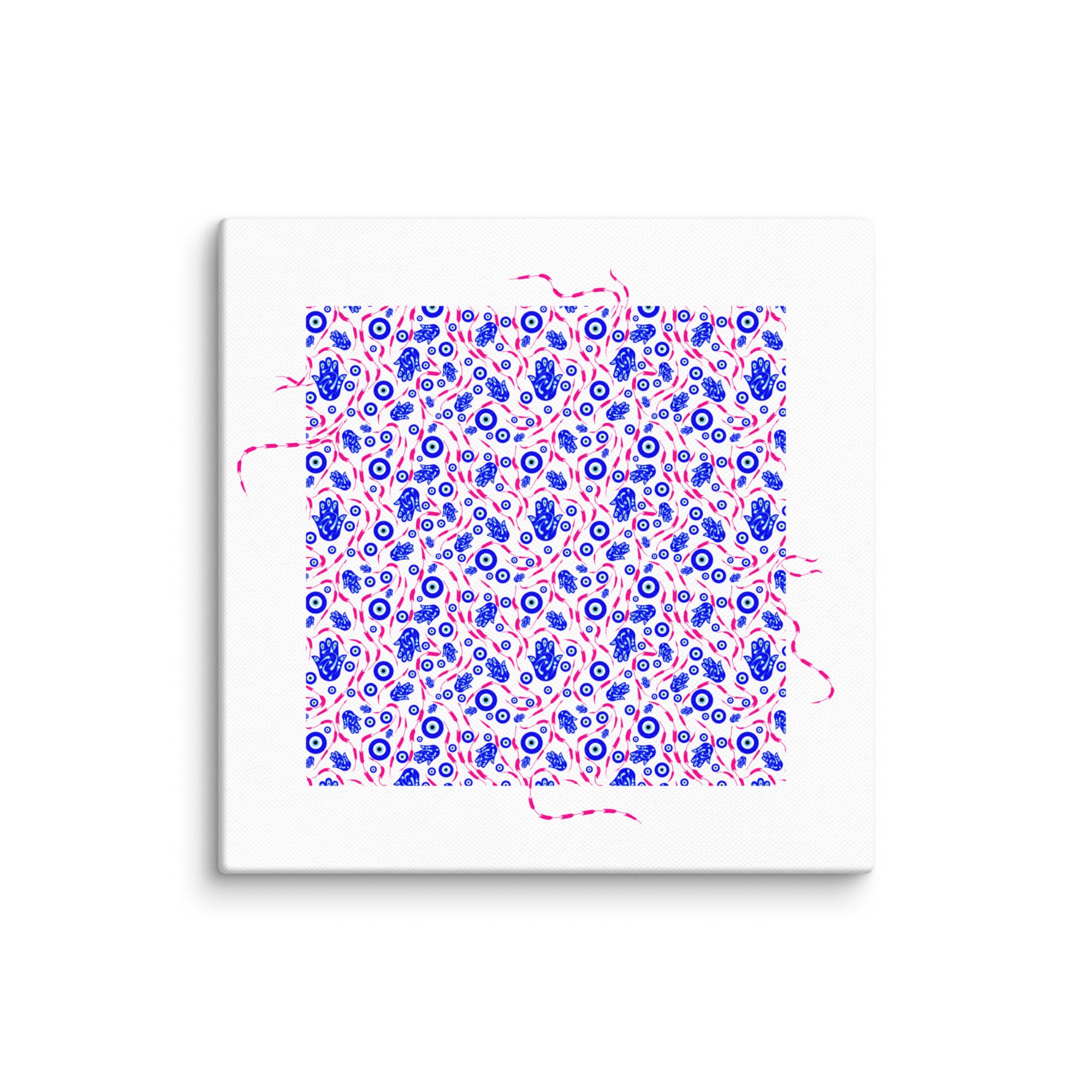 Turkish eye canvas artwork titled “Let the Gaze Pass,” a nazar-inspired symbolic design reminding of intention and mindful living.